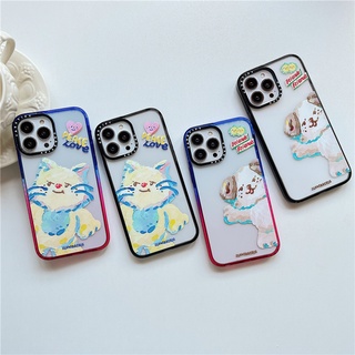 Casetify 【แมวกราฟฟิตี้และสุนัข】เคสโทรศัพท์มือถือ อะคริลิค TPU พลาสติก ไล่โทนสี กันกระแทก สําหรับ iPhone 14 plus 14 pro Max 13 12 pro Max 11