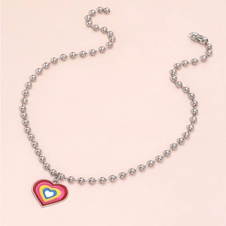 สร้อยคอจี้หัวใจหลากสี Colorful Heart Charm Necklace