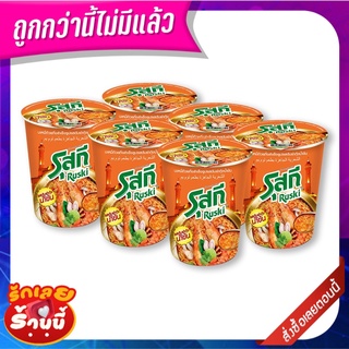 รุสกีคัพ บะหมี่กึ่งสำเร็จรูป รสต้มยำกุ้งข้น 60 กรัม x 6 ถ้วย Ruski instant Cup Noodles Shrimp Creamy Tom Yum Flavour 60