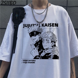 เสื้อยืดผ้าฝ้ายพรีเมี่ยม เสื้อยืดแขนสั้นพิมพ์ลายการ์ตูนอนิเมะ Jujutsu Kaisen แฟชั่น Unisex