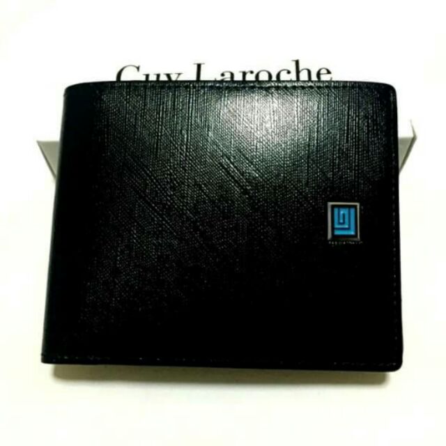 กระเป๋าสตางค์ผู้ชาย Guy Laroche สีดำด้านในสีฟ้า