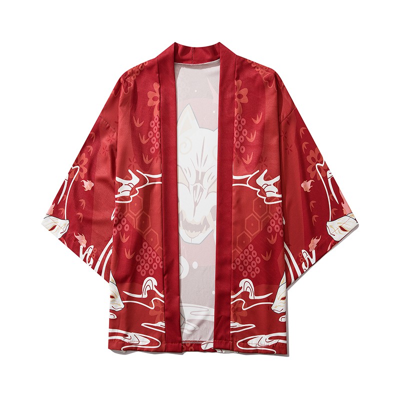 สไตล์จีน Renyi Yunxiao เสื้อคลุมผู้ชายสไตล์จีน Han องค์ประกอบ Retro Time Robe กิโมโนญี่ปุ่นเสื้อสเวตเตอร์ถักผู้ชายปรับปรุง Hanfu Tang ชุด Plus ไขมันขนาดใหญ่กลางแขนชุดกิโมโนผู้ชายอินเทรนด์เสื้อสเวตเตอร์ถักแขนสาม