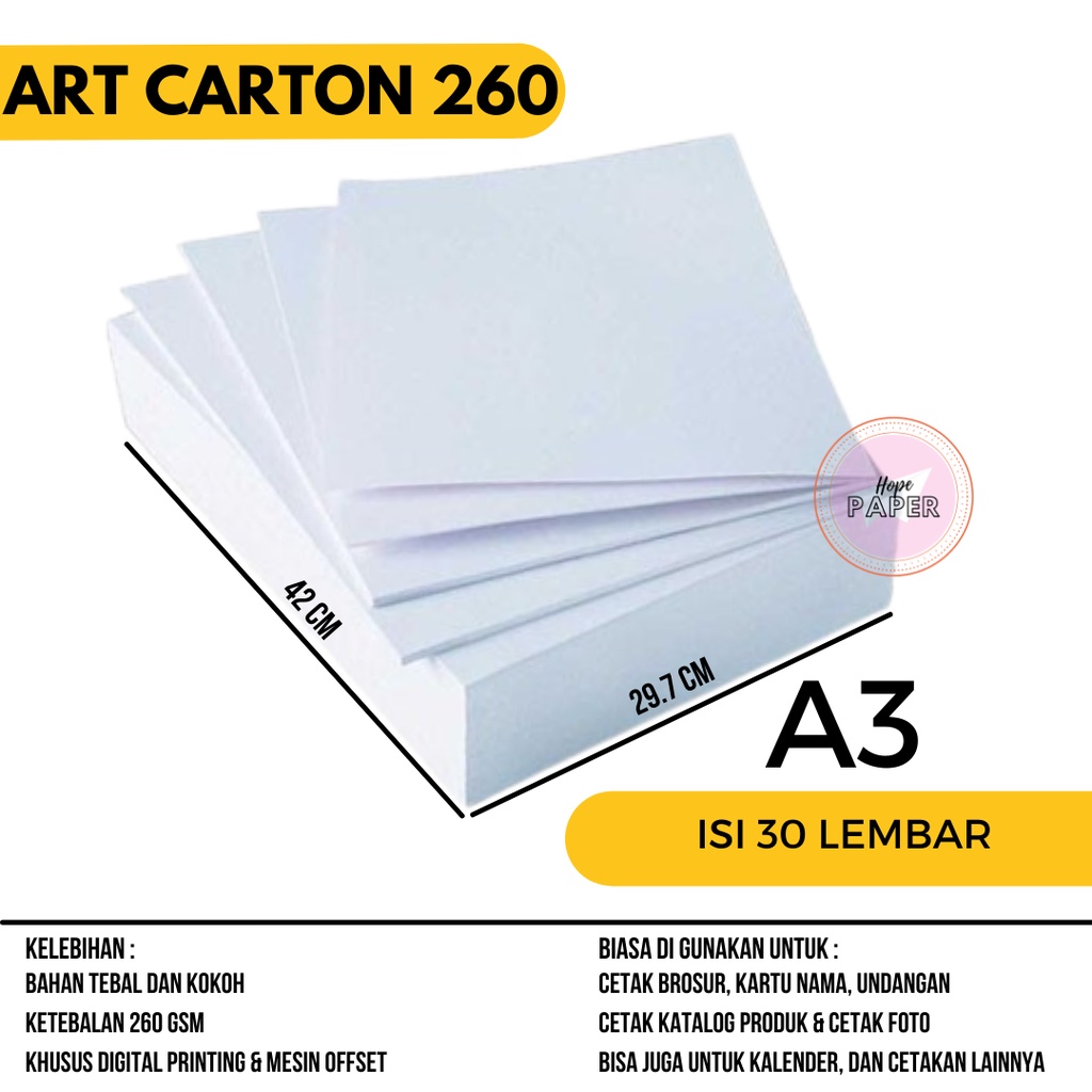 RK Art Carton 260 แกรม A3 บรรจุ 30 แผ่น / Art Carton Paper 260 แกรม / Art Carton 260 แกรม / กระดาษ