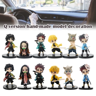 Nu 6 ชิ้นตุ๊กตาฟิกเกอร์ Demon Slayer Kimetsu No Yaiba ของเล่นสําหรับเด็ก