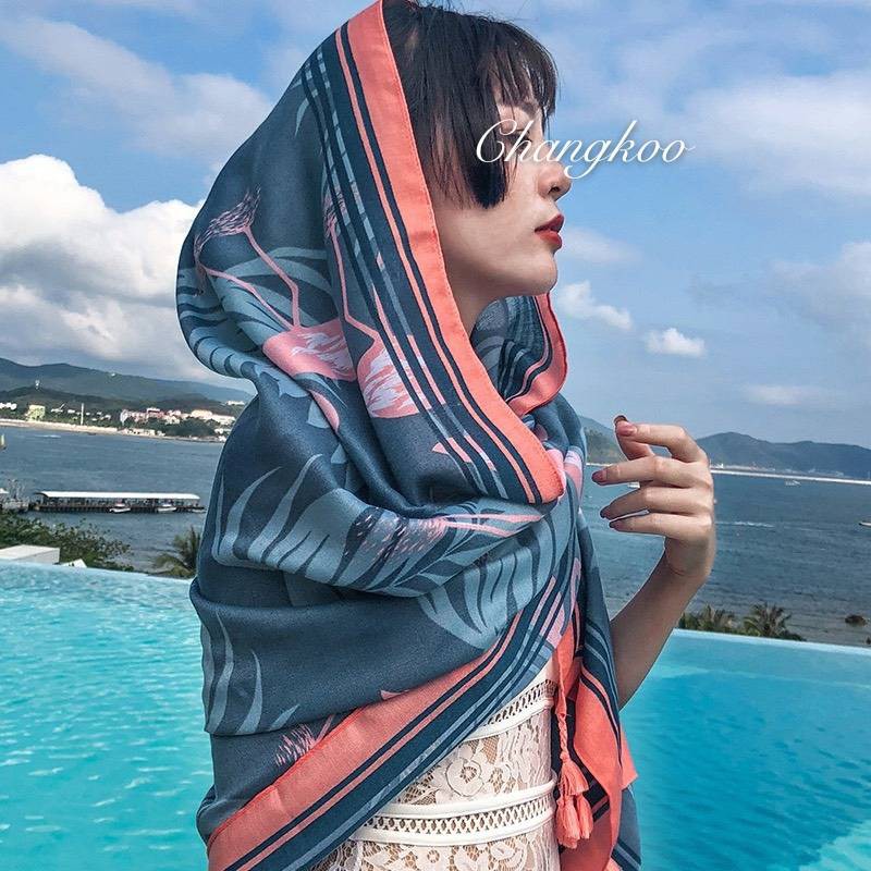 ผ้าพันคอ ผ้าคลุมไหล่ ผ้าพันคอและผ้าคลุมไหล่ ผ้าคลุมไหล่สไตล์โบฮีเมียน #ผ้าหนา กันแดด กันลม