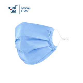 Medtex รุ่น M4U หน้ากากผ้ามัสลิน Tencel Cotton 3 ชั้น พร้อมช่องใส่ฟิลเตอร์ สีฟ้า