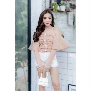 เสื้อคอบเปิดไหล่ลายสก๊อต สุดฮิต!!!!เรียบรู้ดูมีสไตล์ classy &amp; Fabulour