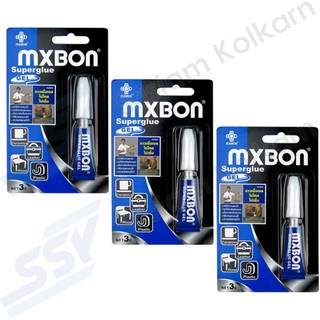 MXBON กาวร้อน เนื้อเจล (หลอดสีน้ำเงิน) (3 หลอด)