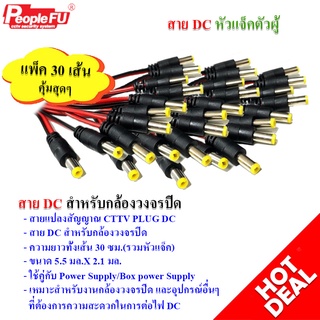 สายDC (แพ็ค30เส้น) สายแปลงสัญญาณ กล้องวงจรปิด สายต่อกล้อง สายดีซี