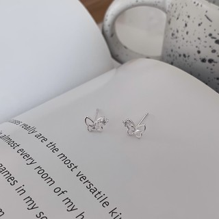 A.piece ต่างหูเงินแท้ [all silver 925] Double butterfly stud earrings (76)