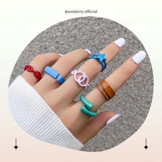 6pcs Colorful Decor Ring แหวนเซ็ต