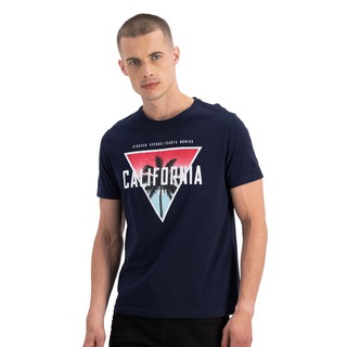 เสื้อยืดใหม่DAVIE JONES เสื้อยืดพิมพ์ลาย สีกรม Graphic Print T-Shirt in navy TB0163NVขนาดเต็มS-3XL