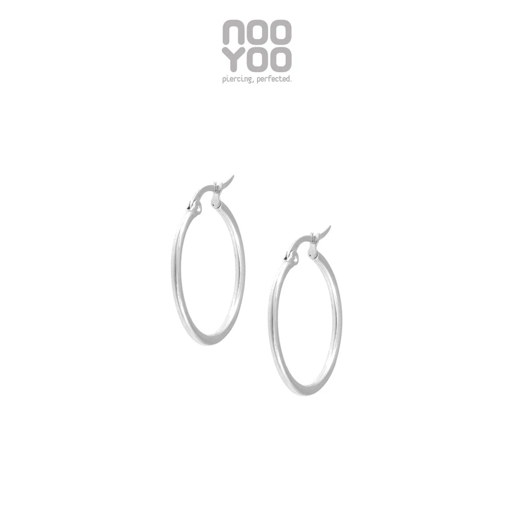 NooYoo ต่างหูสำหรับผิวแพ้ง่าย Hoop Earring 2.5cm Surgical Steel