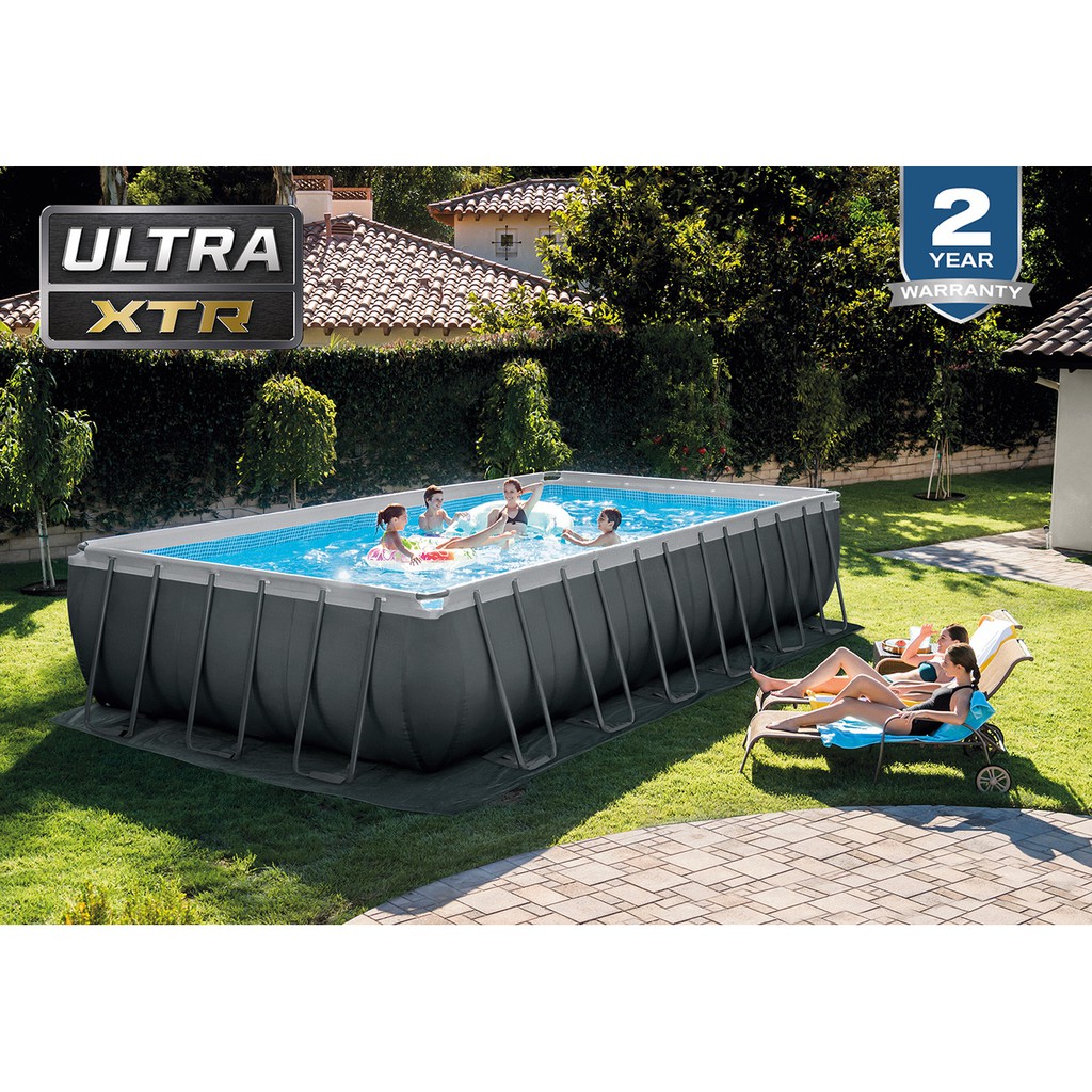 Intex Ultra XTR Frame Rectangular Pool Set with Sand Filter Pump  24ft