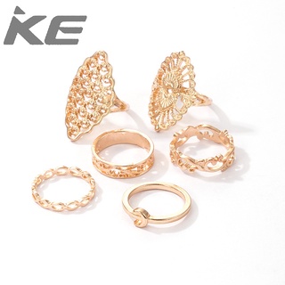 Geometric Wide Ring Vintage Hollow Pattern Moon Ring 6-Piece  Ring for girls for women low pri