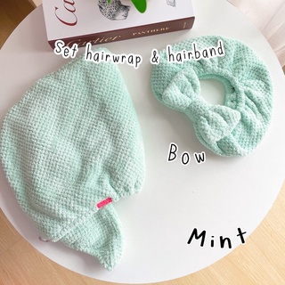 Mint  suvi hairwrap hairband  หมวกคลุมผมซับน้ำ+ ผ้าคาดผม ผ้าคาดผม เก็บผมดีไม่รั้งหัว ผ้าซับน้ำ