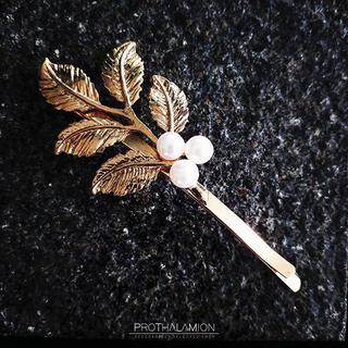 Classy Laurel Hair Clips : กิ๊บ ติดผม ใบมะกอก ประดับ มุก เครื่องประดับ นำโชค