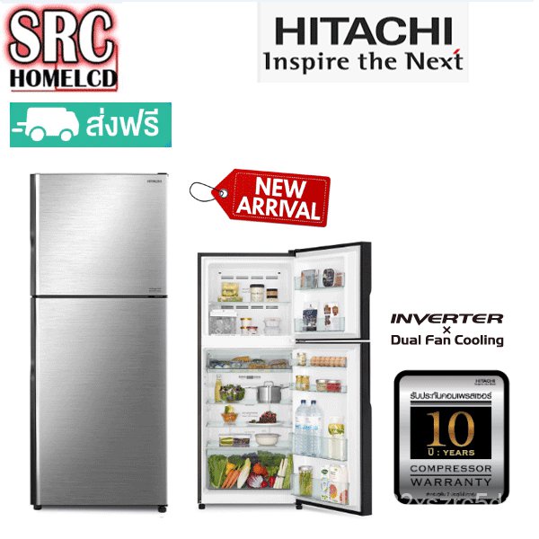 QDB0 Hitachi ตู้เย็น 2 ประตู 12.3 คิว  รุ่น R-VX350PF รับประกันคอมเพรสเซอร์ 10 ปี **ฟรีค่าส่ง RVX350PF