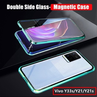 เคสโทรศัพท์กันกระแทก  Magnetic Flip Phone Case For VIVO Y33s Y21s Y21 Y33 s Shock proof Anti Fall Casing Double Sided Adsorption Screen Protector Full protection Hard Cover For Vivo Y33s