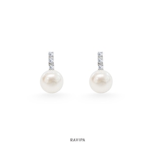 RAVIPA - Tiny Diamond Pearl Earring - ต่างหูมุกน้ำจืดแท้