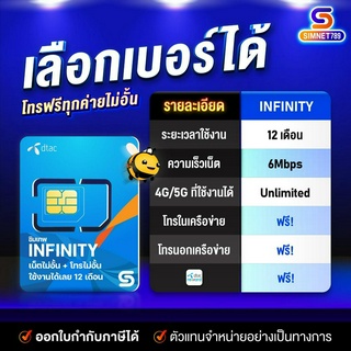 [ ส่งฟรี ] DTAC : ซิมเทพ Dtac Infinity ชุด2 เน็ตความเร็ว 6Mbps​ ไม่อั้น​ โทรฟรีทุกเครือข่าย​ 1ปี ซิม ดีแทค 6Mไม่อั้น