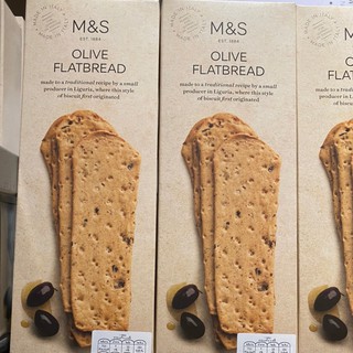 ขนมปังอบกรอบผสมมะกอกOLIVE FLATBREAD &amp; ขนมปังกรอบITALIAN FLATBREAD แสนอร่อยจาก M&amp;S