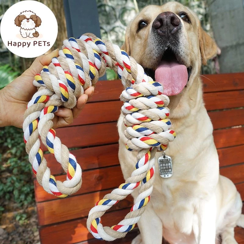 Happy PETs ของเล่นสุนัข เชือกกัดปมเกลียวใหญ่ สีครีม สำหรับสุนัขสายพันธุ์ใหญ่ ของเล่นหมา