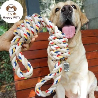 Happy PETs ของเล่นสุนัข เชือกกัดปมเกลียวใหญ่ สีครีม สำหรับสุนัขสายพันธุ์ใหญ่ ของเล่นหมา