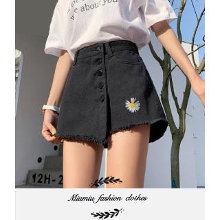 Miufashion🎉เพียง 129 บาท🎉  สไตล์เกาหลีกางเกงขาสั้นผ้าเดนิม ดอกเด  เสื้อผ้าแฟชั่นผู้หญิง   ซี่ขนาดเล็ก