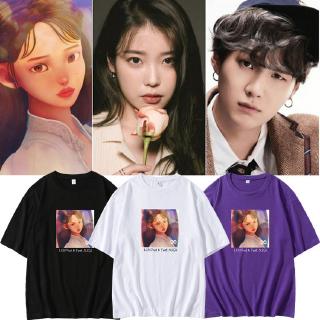 เสื้อยืดคอกลม แขนสั้น พิมพ์ลาย IU Eight Simple Couples สีขาว ดํา ชมพู ม่วง SUGA แฟชั่นฤดูร้อน สําหรับผู้หญิง