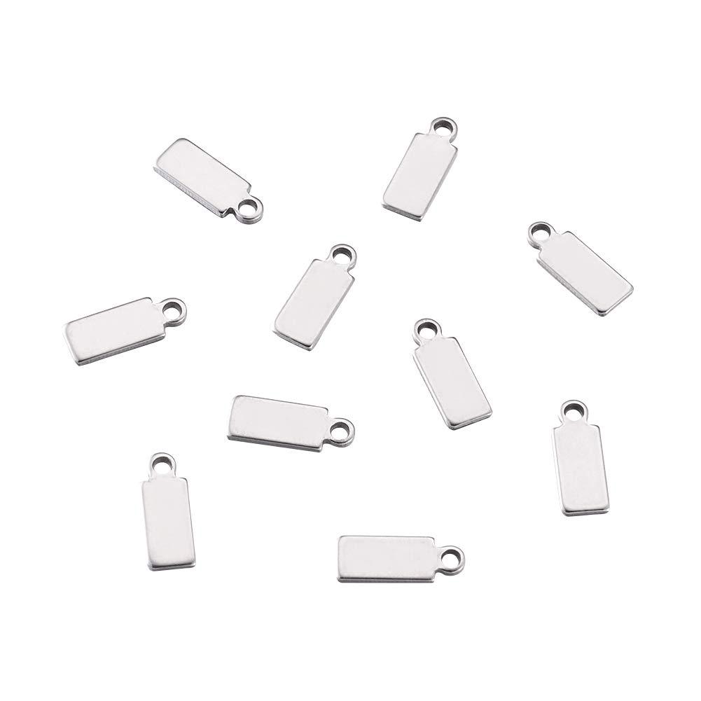 100pcs 304 Stainless Steel Tiny Rectangle Blank Stamping Tags Pendants Charms