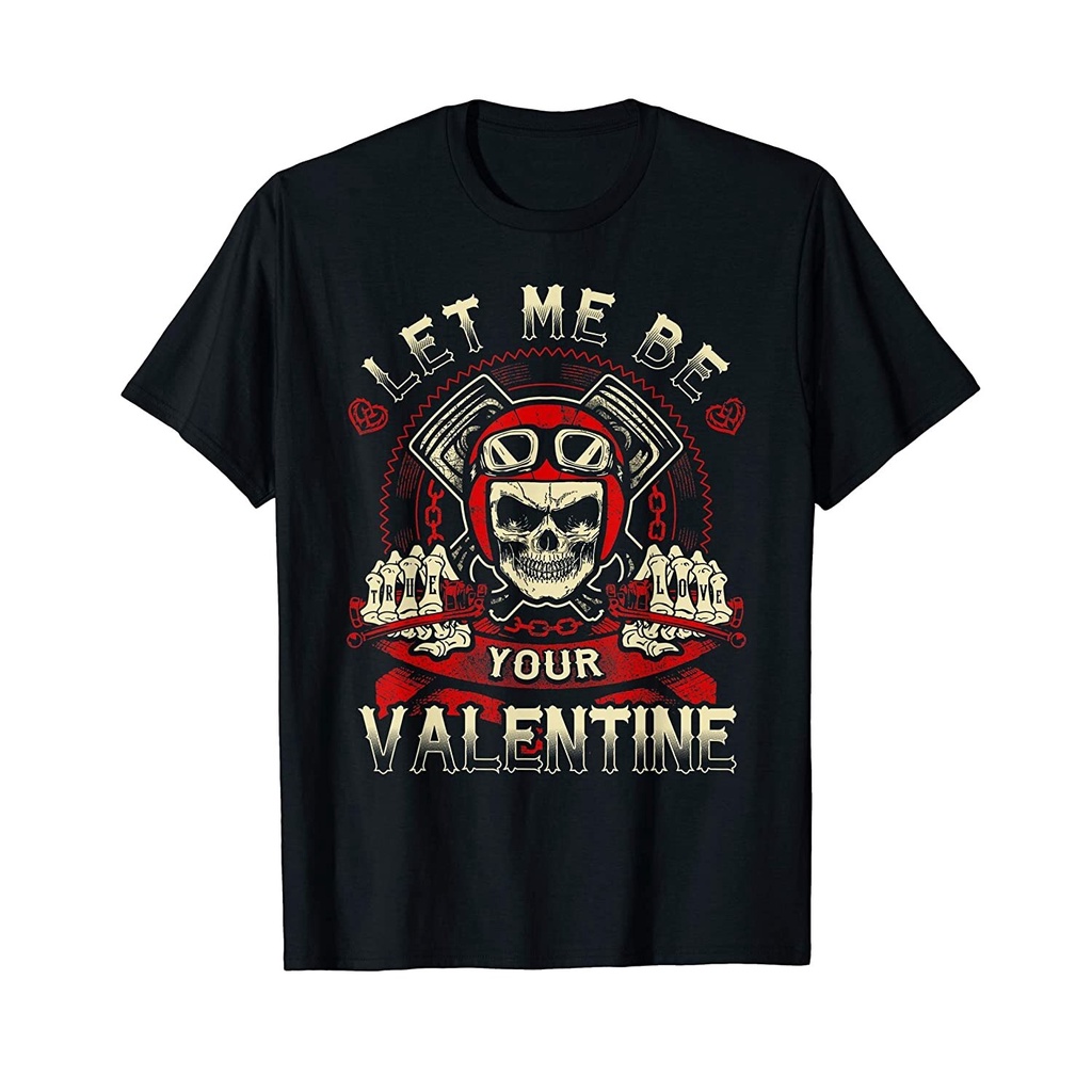 Biker Valentines Day Shirt Motorcycle Love Vintage Skull T-Shirt(2)