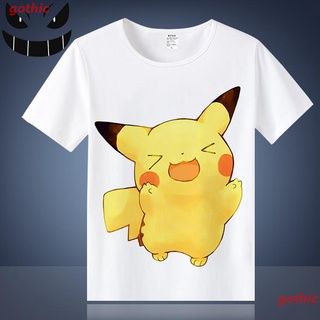 เสื้อยืดยอดนิยม อะนิเมะเสื้อยืดPokemon Pikachu อะนิเมะเสื้อผ้าอุปกรณ์ต่อพ่วงผู้ชายและผู้หญิงฤดูร้อนหลวมแขนสั้นเสื้อยืดนั