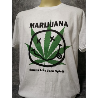 เสื้อวงนำเข้า Nirvana Logo Parody Marijuana Smells Like Teen Spirit Grunge Punk Rock Weed 420 Cannabis Style Vintage