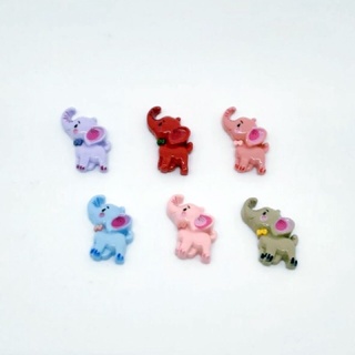 เรชินตัวการ์ตูนช้าง 🐘แพ็ค 6 ชิ้น (คละ 6 สี ) อุปกรณ์DIY ทำเครื่องประดับ #c012