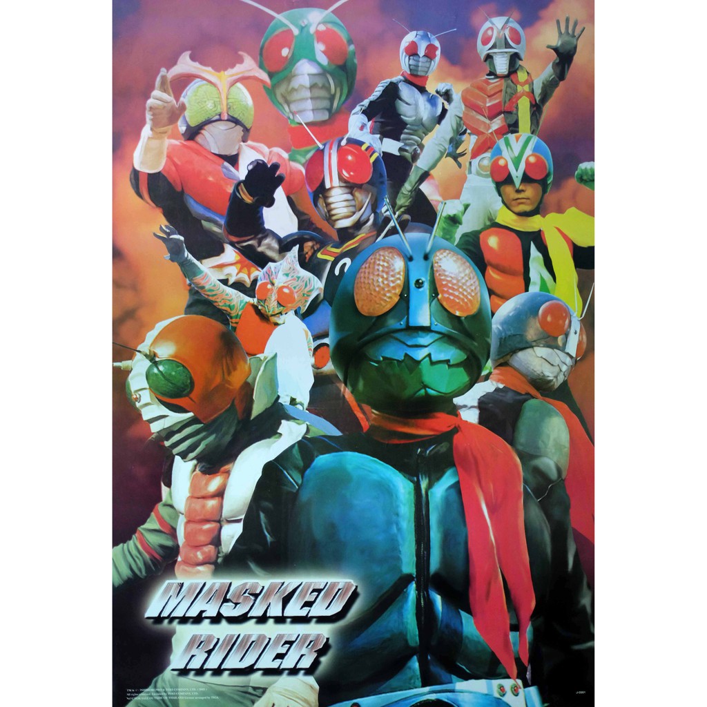 โปสเตอร์ หนัง การ์ตูน ไอ้มดแดงอาละวาด MASKED RIDER Kamen Raida V1-10 1971-87 POSTER 24”x35” Inch Jap