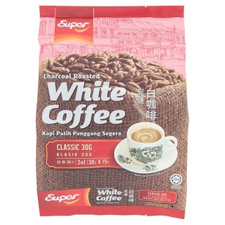 Super 3 In 1 Classic Charcoal Roasted White Coffee (15 Sachets x 30g) 450g