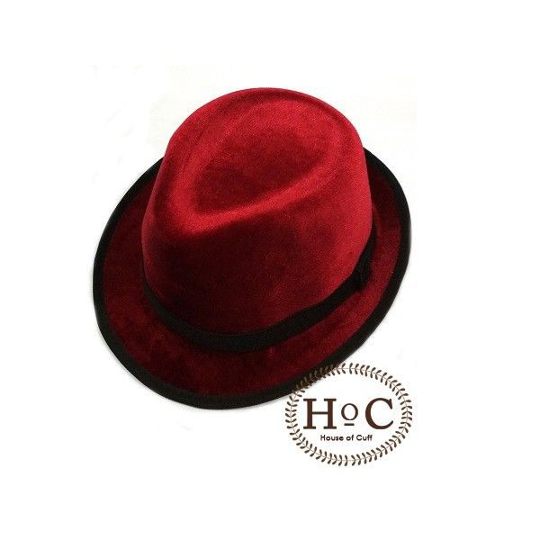 หมวก Houseofcuff Fedora สีแดง SUEDE SHINE FEDORA HAT