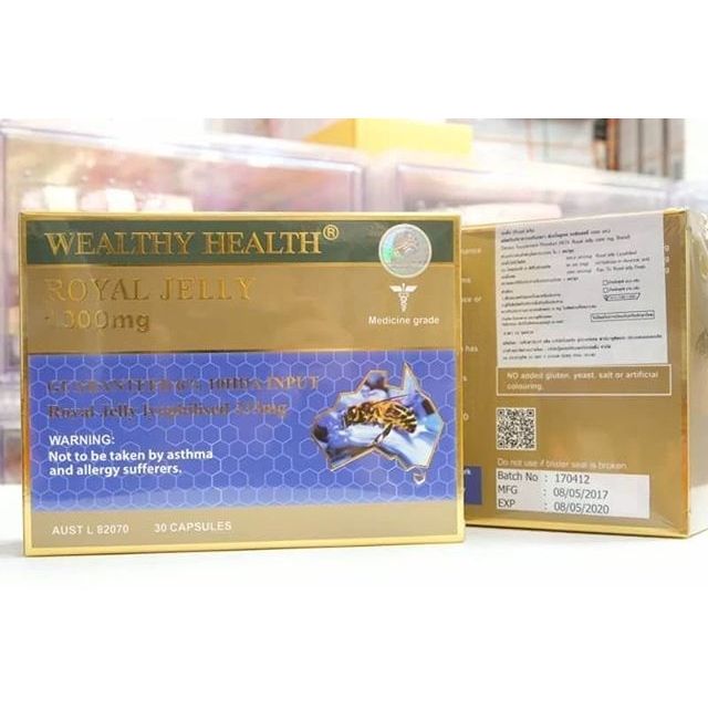 พร้อมส่ง ของแท้ 💓นมผึ้งออสเตรเลีย Wealthy Health Royal Jelly 1000 mg 6% 10 HDA 30 แคปซูล