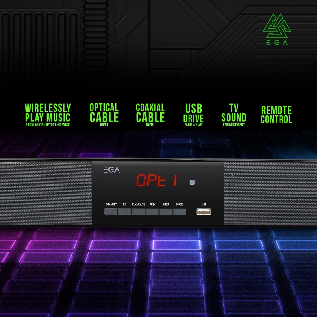 ลำโพงเกมมิ่ง Bluetooth Soundbar Speaker EGA TYPE S6 มาพร้อม Bass ...