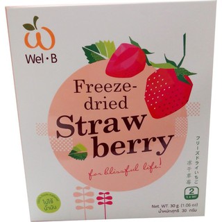 Wel-b Freeze-dried Strawberry 30g  เวลบีสตรอเบอรี่อบแห้งฟรีซดราย 30 กรัม