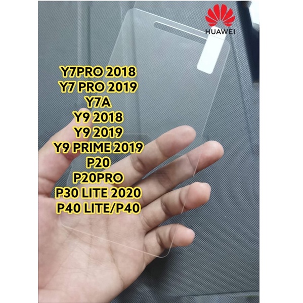 ฟิล์มกระจกแบบใส ไม่เต็มจอ รุ่น HUAWEI Y7pro2019/Y7pro2018/Y7A/Y9(2018)/Y9(2019)/Y9prime/P20/P20pro/P30lite/P40/P40lite