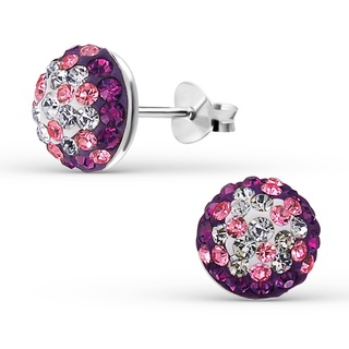 SILVER THAI ต่างหูเงินแท้ ประดับคริสตัลครึ่งลูก 925 Sterling silver half ball Crystal stud earring (8 Styles)