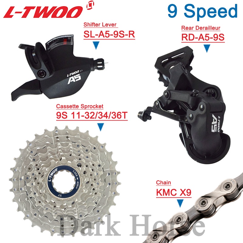 Ltwoo A5 1x9S Groupset 9 Speed Shifter (พร้อมหน้าจอ Speed) - ตีนผี 11-32T 34T 36T KMC X9 อะไหล่อุปกร