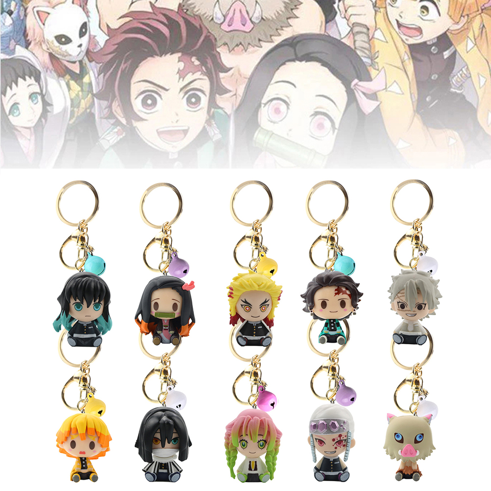 PEWANY 10pcs Key Rings Zenitsu Anime Demon Slayer Keychain Kimetsu No ...