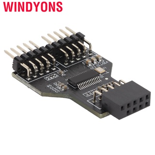 Windyons 9 Pin USB Splitter USB2.0 Header supports for WIN XP/ 7/ 8