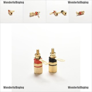 {WonderfulBuying} ปลั๊กกล้วยเชื่อมต่อลําโพง ชุบทอง 4 ชิ้น