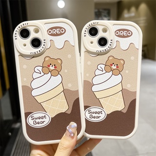 เคสโทรศัพท์มือถือ ลายหมีไอศกรีม สําหรับ OPPO A76 A36 A16 A15 A92 A53 A57 2022 A31 A5 A9 2020 Reno 5 6 7 Pro 5z 6z 7z A3s A12e A5s A7 A12 F9 F11 A83 R15 Pro Realme XT X2