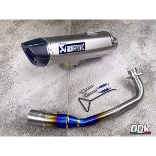 ท่อแต่ง ADV350 ปลายท่อตรงรุ่น คอบอมไทเทเนี่ยมแท้ Akrapovic 18 นิ้ว เลสสีเงิน  ปากคาร์บอนเคฟล่าแท้ ปากเฉียง โลโก้เลเซอร์