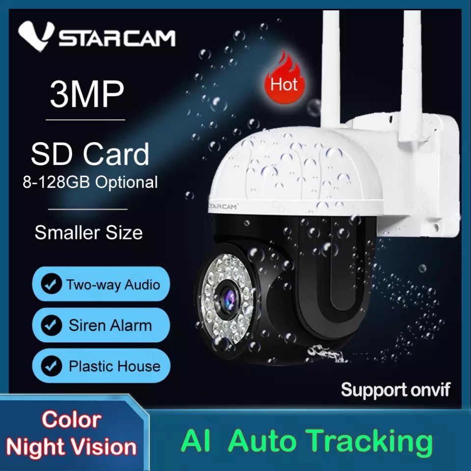 Vstarcam CS662 ใหม่ กล้องวงจรปิดไร้สาย Outdoor ความละเอียด 3MP(1296P) กล้องนอกบ้าน ภาพสี มีAI+ คนตรว